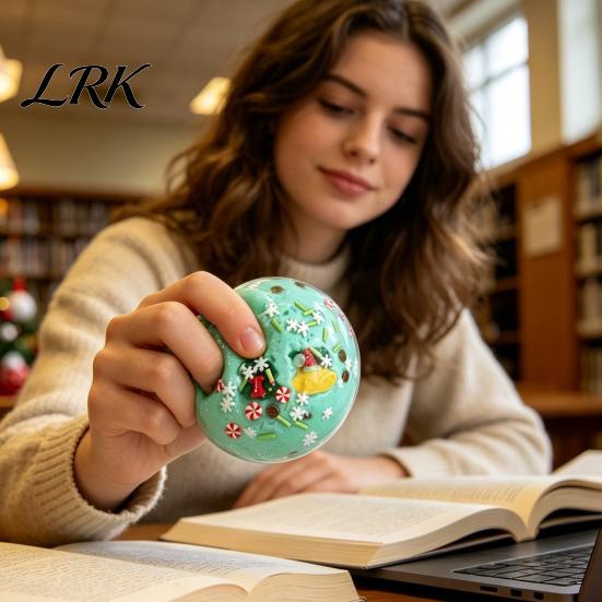 TPR Stress Ball 1/4Pcs Christmas Fidget Toy, Anxiety Relief Squeezable Ball, Xmas Toy Theme Sensory Party Favors for Adults and Kids Gadget
