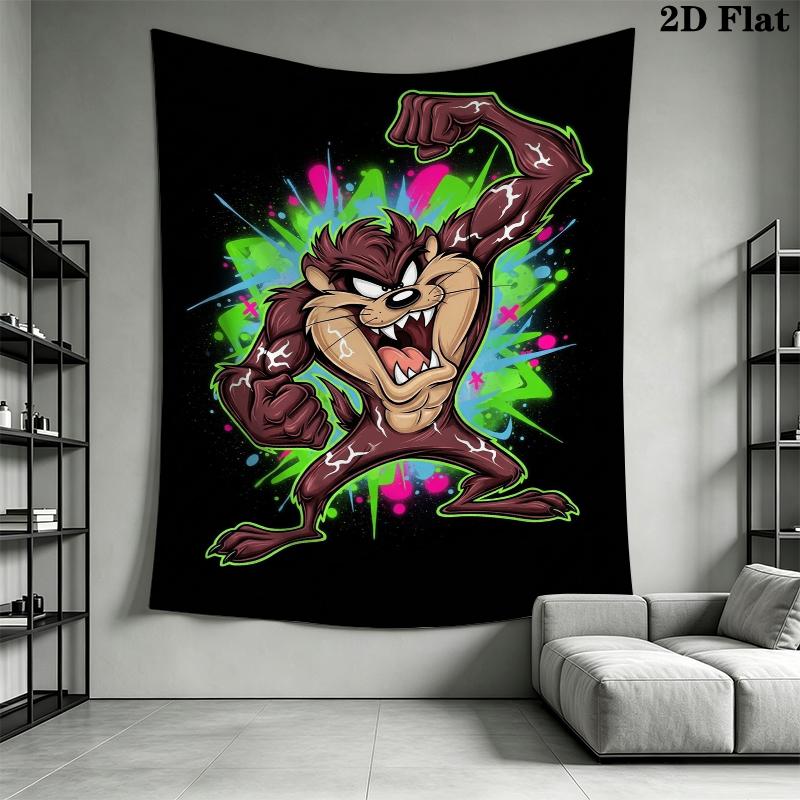 Tazmanian Devil Wall Tapestry Aesthetic Wall Hanging Printed Fabric Blanket Decorative Tapestries for Bedroom Living Room Home Decor