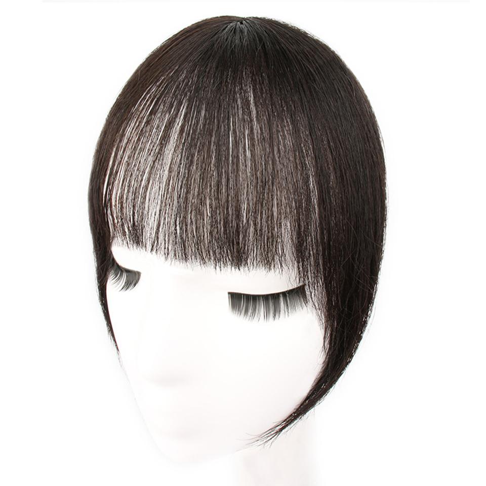 

Парик из натуральных волос с пробором, французская челка и воздушная челка, имитация волос на голове, парик, цельное наращивание волос, черный