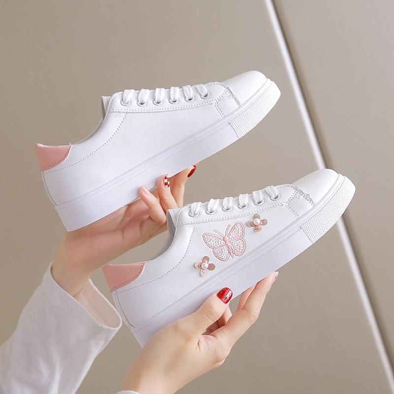 Baskets pour Femme Ballerines Brodés Papillon Chaussures Respirantes pour Femme Chaussures de Course d'Extérieur pour Femme Chaussures Vulcanisées Chaussures Femme