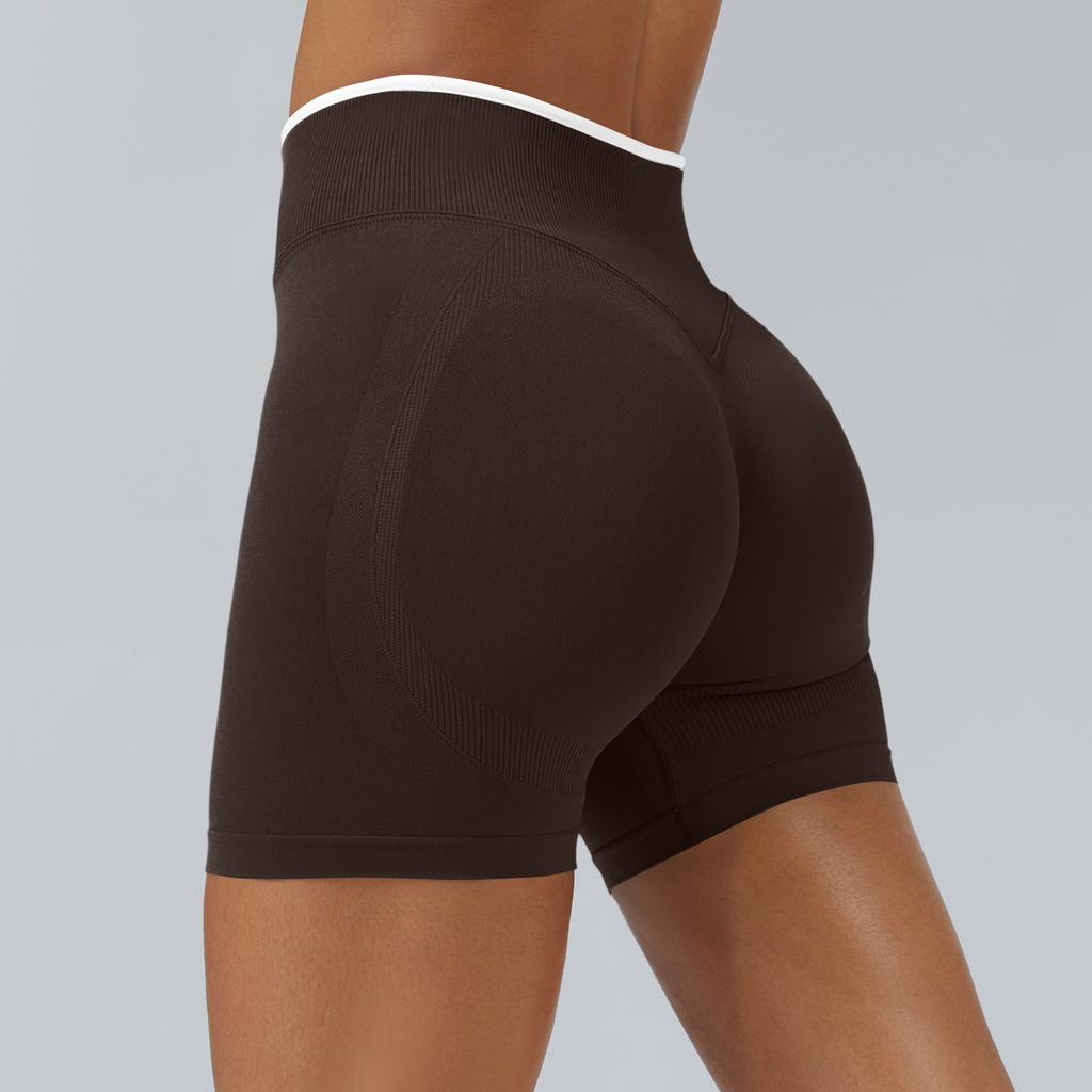 Women's Casual Hip-lifting Seamless Color Block Yoga Fitted Sports Shorts