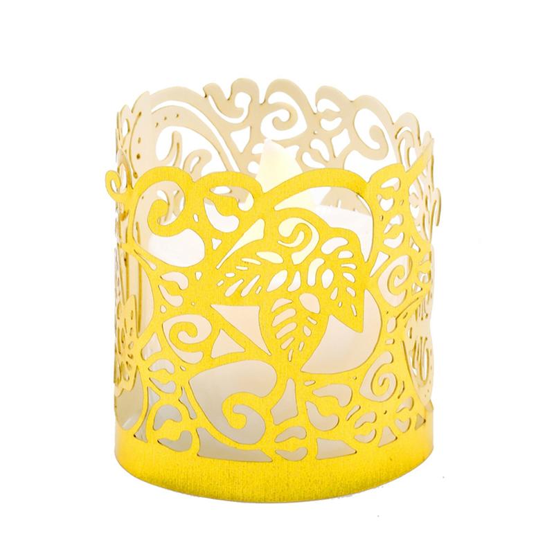 A44Z-50PCS LED Candle Lampshade Laser Cut Napkin Ring Napkin Buckle Holder Laser-Hollowed Lampshade Party Table Decor