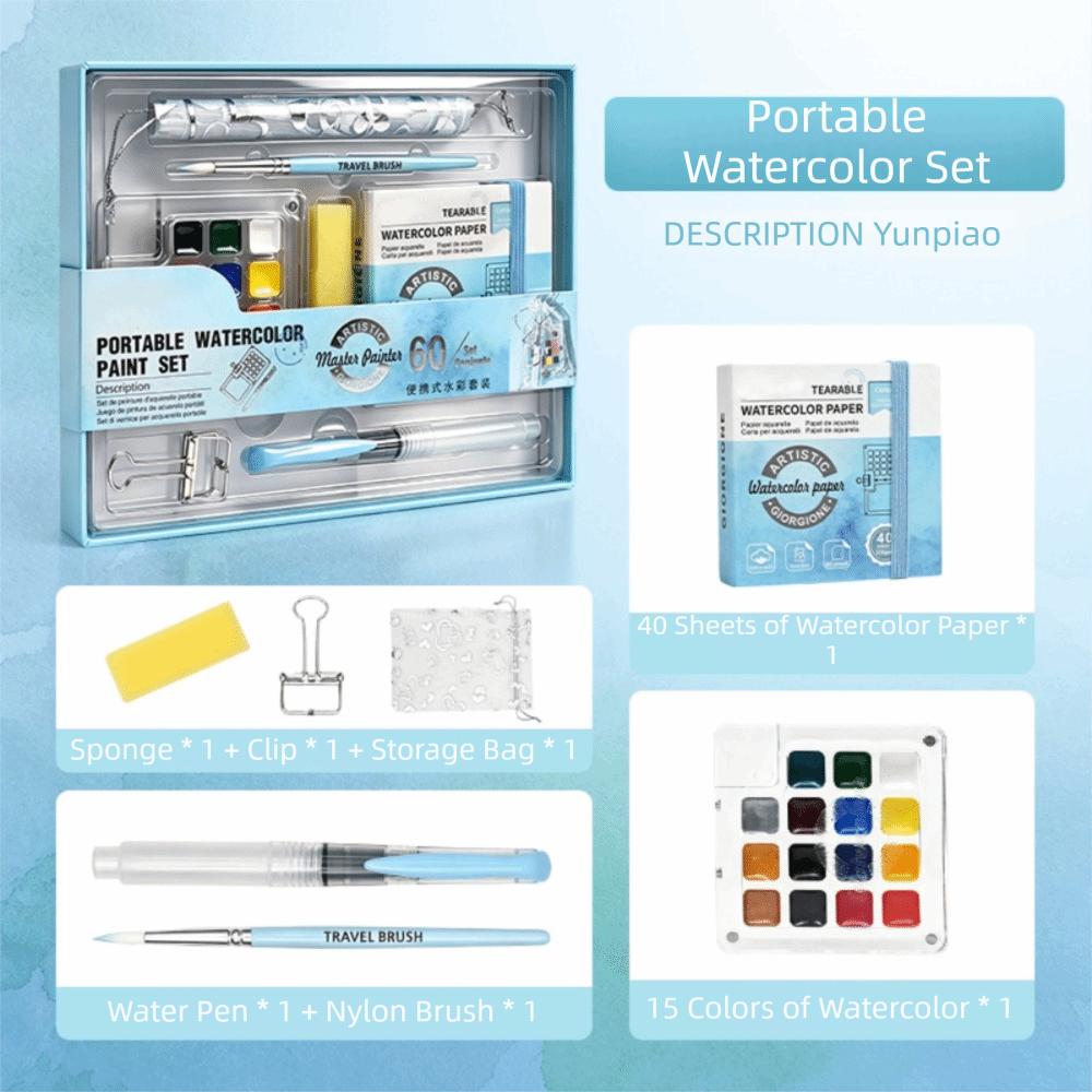 Mini Paint Pigment Box Foldable Travel Painting Tray Watercolor Paint Palette Travel