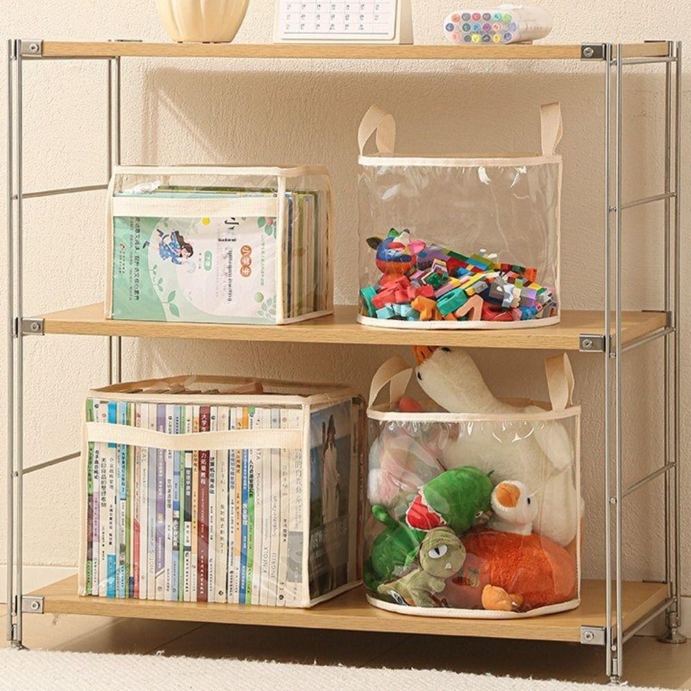 New PVC Storage Basket with Handle Large-capacity Storage Bucket Space Saving Transparent Storage Household Use