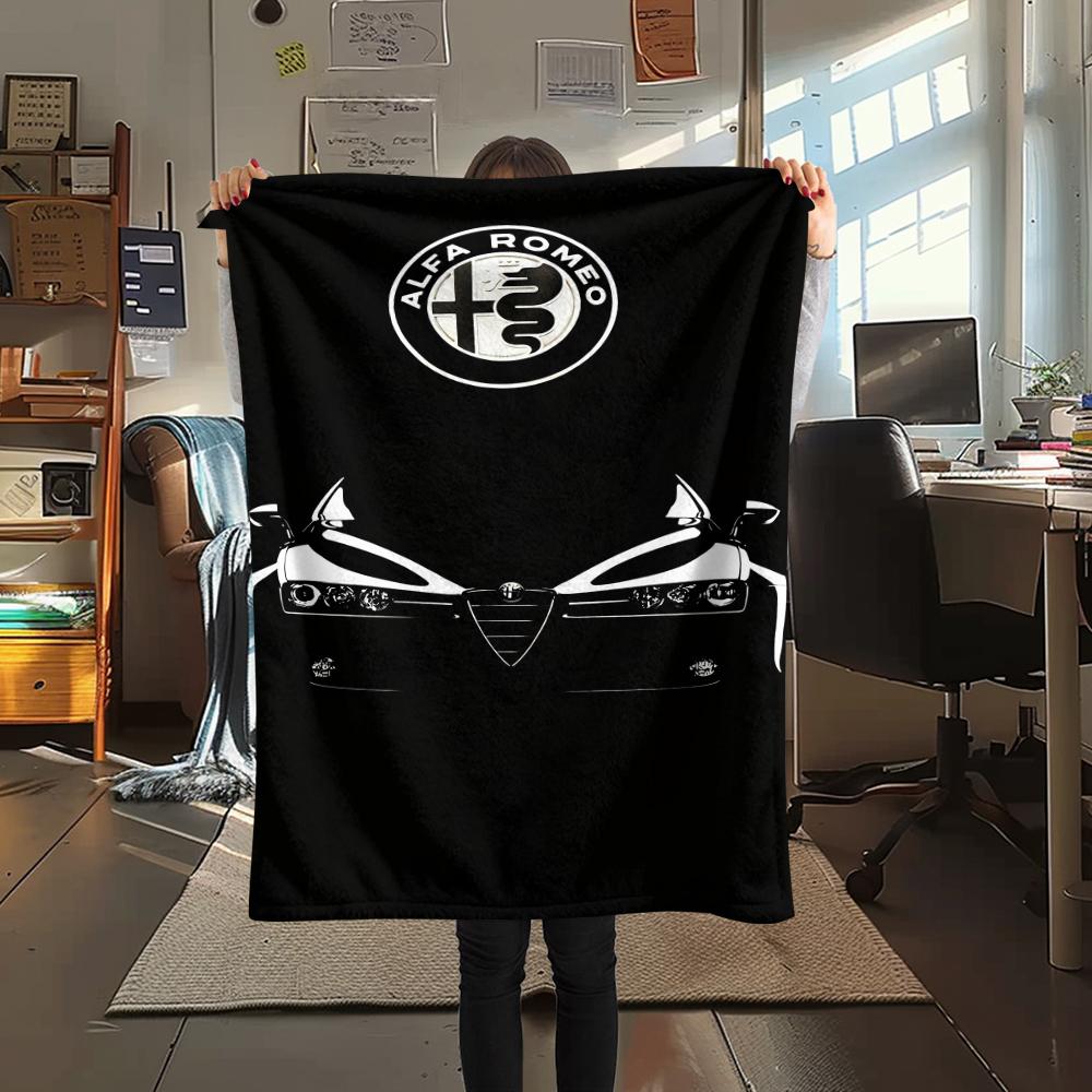 1 pièce Couverture en flanelle avec imprimé Alpha Romeo, Haute qualité, Toutes saisons, Décoration d'intérieur, Chaleur et Confort, Parfait pour les cadeaux de Noël