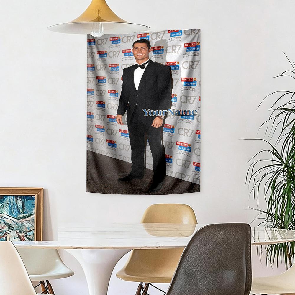 Cristiano Ronaldo Custom Your Name Wall Decor Tapestry Art For Pet Memorial Birthdaywedding Party Backdrop Family Gift