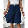 Falda pantalón elástica para mujer, casual, lisa, mezcla de lino, con bolsillos