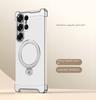 Bezelless Plating Plain Skin Metal Rotating Magnetic Ring Holder Case For Samsung S25 Ultra Galaxy S24 Ultra Protect Cover