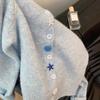 Milk Blue Gentle Wind Soft Waxy High-end Knitted Women's Clothing Cardigan Autumn and Winter Lazy Age-reducing Versatile Sweater Women's Top