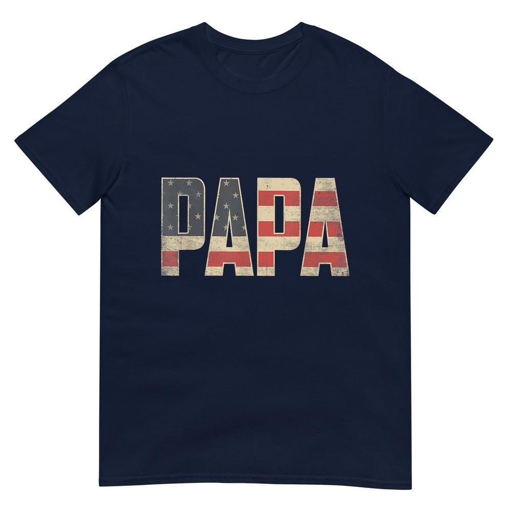Papa Bold Patriotic American Flag Fathers Day Papa Tshirt S