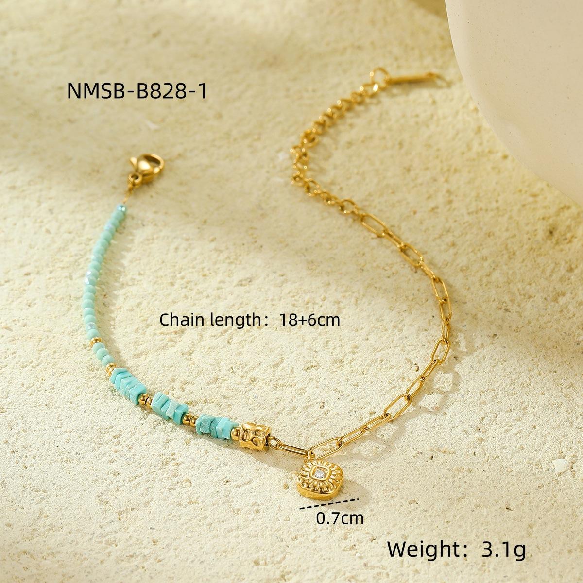 GEMCHIC Women s Stainless Steel Beaded Geometric CZ Rhinestone Adjustable Bracelet