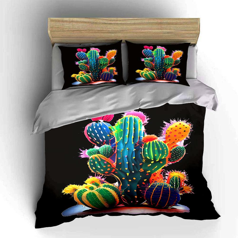 Colorful cactus plant pattern. Bedding sets Duvet cover sets Duvet covers Pillowcases(1* Duvet Cover 2* Pillowcases without duvet insert)