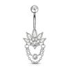 Curved Navel Rings Crystals Sexy Body Belly Button Ring Chains Flower Heart Belly Piercing Umbigo Stainless Steel Jewelry