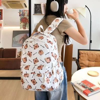 Kawaii Cartoon Capybara Rucksack Nylon Lustige Capybara Schultasche Große Kapazität Handtasche Studenten Laptop-Tasche