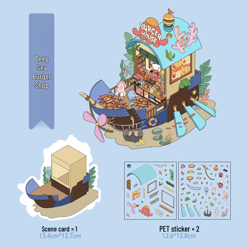 Micro Ink 3D Cartoon Decompression Stickers for DIY Miniature Scene Journals