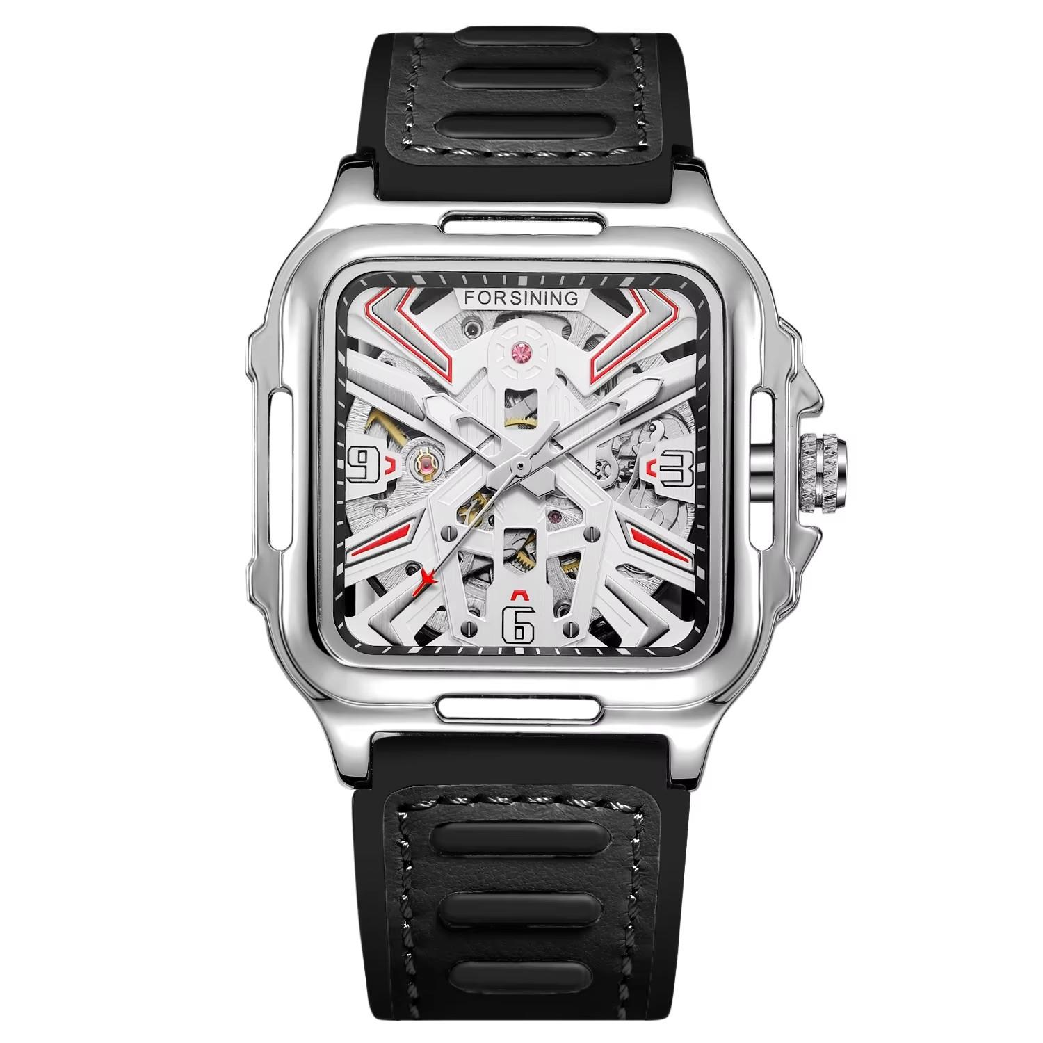 

Квадратний скелет механічний чоловічий годинник з автоматичним механізмом Field Sport синій гумовий розкішний репліка чоловічого годинника чорний