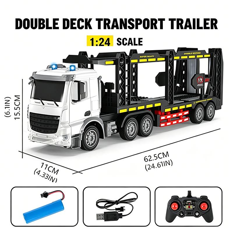 6CH/9CH Remote Control Truck Toy 2.4GHz RC Freight Trailer with LED Lights Hauler Truck Model for Children's Toys Gift