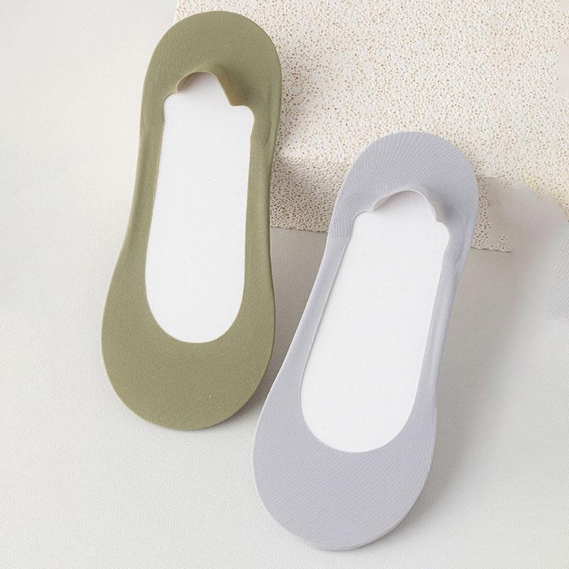 Women's Boat Socks with Foam Padding Shock Absorption Thin and Breathable Ice Silk Socks Shallow Cut Invisible Non-slip Silicone Socks