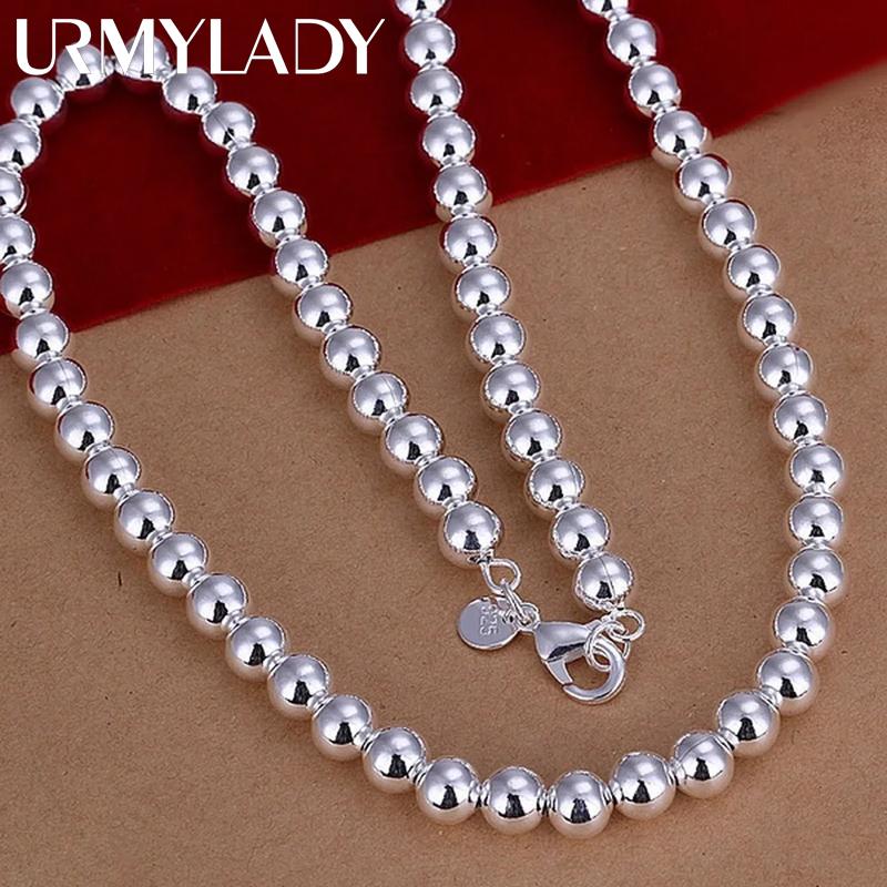 4-10mm Beads Chain 925 Sterling Silver 45cm Necklace Exquisite Luxury Fashion For Women Jewelry