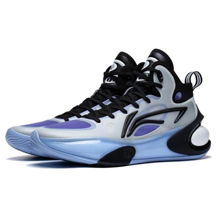 New LiNing YuShuai 17 Cushioned Slip Resistant Mid Top Basketball Shoes Men's Black Gray ABAT043-2