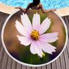 Floral Petal Print Round Beach Towel with Tassels Sand Free Quick Dry Circle Bath Towel Soft Absorbent Meditation Rug Yoga Mat