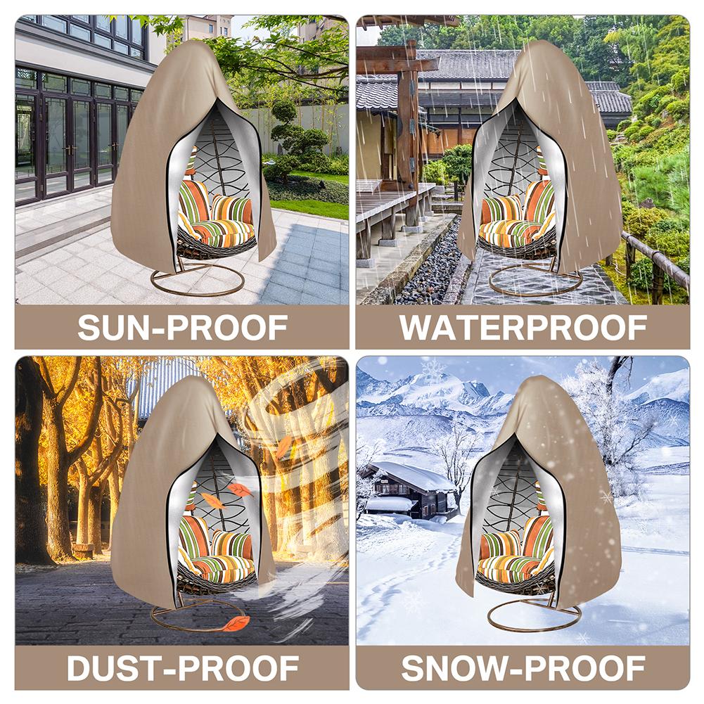 Wasserdichte Hänge-Eiersessel-Abdeckung für die Terrasse, winddichte Schaukel-Eiersessel-Abdeckung, Eiersessel-Überzug mit Reißverschluss und verstellbarem Saumkordelzug