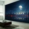 Tapiserie Peisaj Night City, Decor de perete hippie, Decorațiune de perete visătoare pentru casă, Decorare cameră de zi, cameră, petrecere, Pânză de fundal