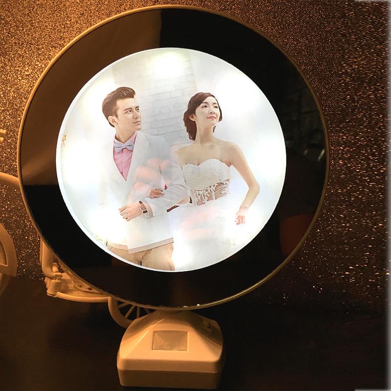 Creative  7 Inch Multi  function LED Light  Photo Frame  With Mirror  Wedding Picture holder Art Home Decor