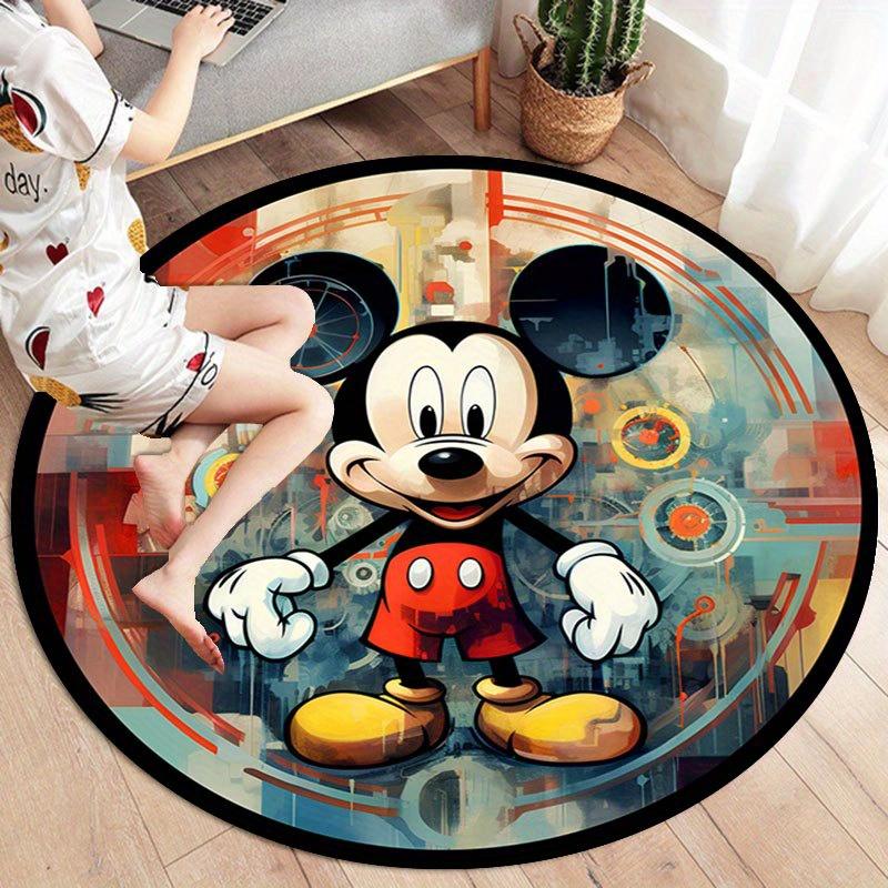 1pc Disney Mickey Mouse Pattern Round Area Rug, Bedroom Living Room Floor Mat, Playroom Bedroom Living Room Indoor Decor Rug, Aesthetic Room