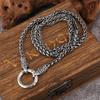 Collier Chaîne Os de Dragon Alliage de Zinc Boucle Rond Style Ethnique Choker Cadeau Collier Viking Unisexe