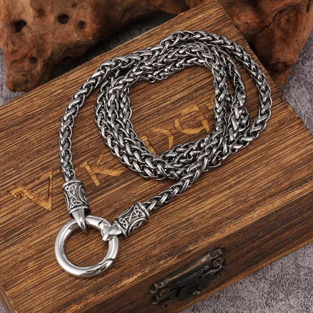 Collier Chaîne Os de Dragon Alliage de Zinc Boucle Rond Style Ethnique Choker Cadeau Collier Viking Unisexe