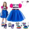 Meninas Gabby Fantasia de Vestir Casa de Bonecas Desenho Animado Role Play Conjuntos de 2 Peças Vestidos de Tule Listrados Tema de Jogo Infantil Vestido