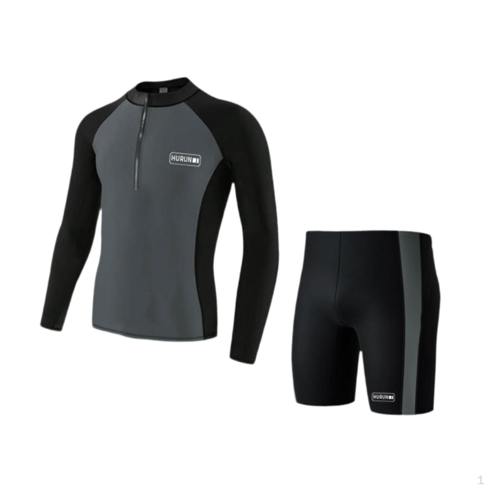 warm waterproof split long-sleeve swimsuit for men ideal diving, XL