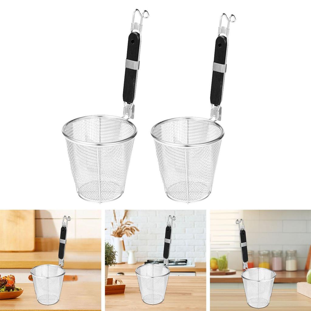 Boil Basket Frying Food Basket Portable Hot Pot Colander Pasta Strainer Noodles Colander for Chips Cooking Draining Barbecue