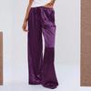 Pantaloni Casual da Donna alla Moda in Raso, Pantaloni Lunghi Larghi e Comodi con Coulisse
