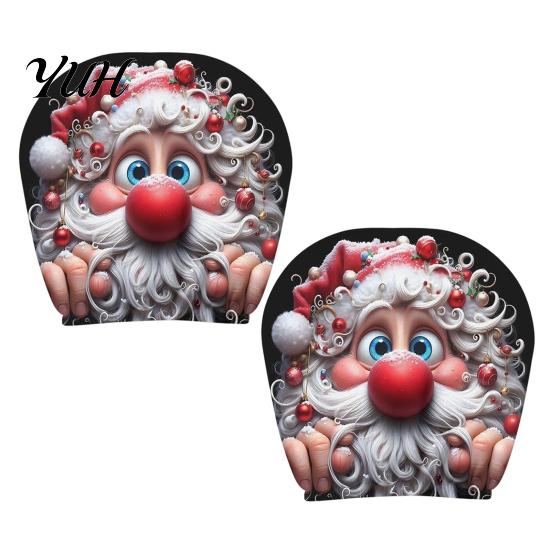 Interior Protection for SUVs 2Pcs Santa Car Headrest Covers, Christmas Printed Pillow Cases, Universal Fit Soft Polyester Auto Guards Most Vehicles,
