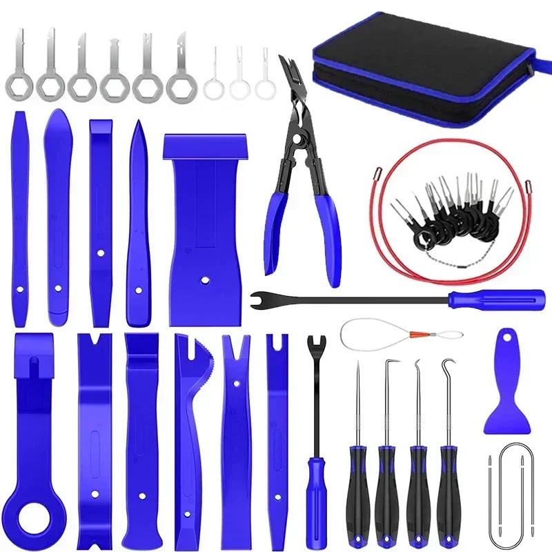 43 Pieces Car Interior Trim Removal Tool Kit, Auto Plastic Clips Puller Set for DIY Panel Disassembly