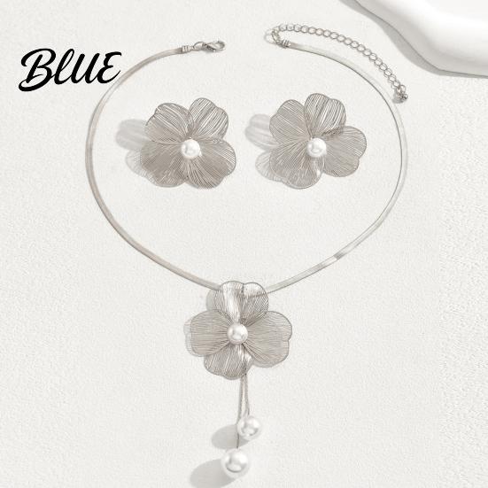 Dress Matching Jewelry 2Pcs/Set Women Necklace Earrings Set Hollow Flower
