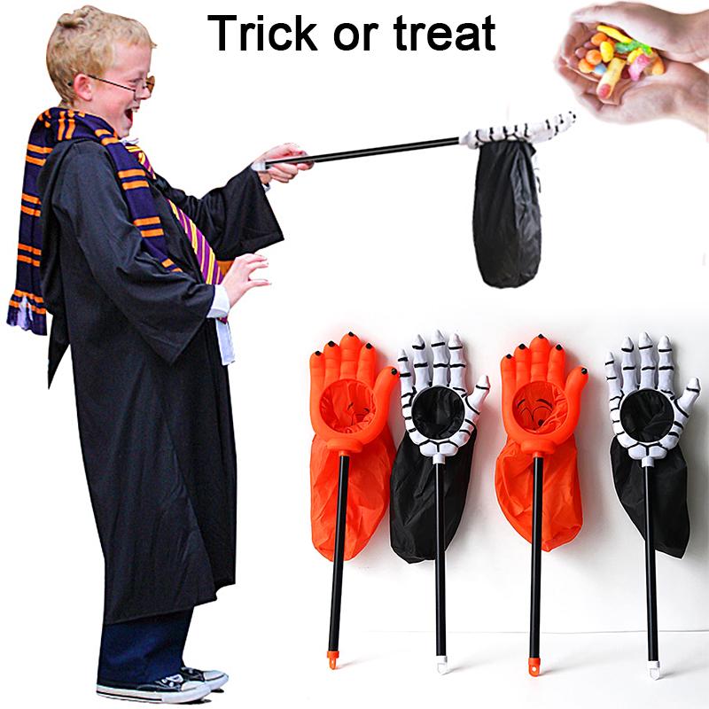 

1 шт., реквизит, призрачная рука, сумка для конфет на Хэллоуин, забавная емкость, большой детский сахарный мешочек со скелетом, новый