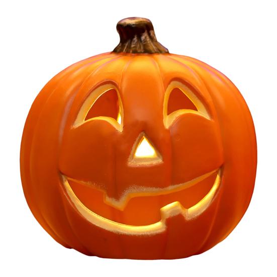 Halloween Pumpkin Lamp Spooky Light Up Pumpkin Figurine Glowing Decorative Pumpkin with LED Light for Haunted House Halloween Home Garden Decor