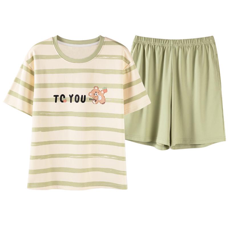 Women's Summer Cartoon Pajama Set - Cute Short Sleeve and Shorts, Plus Size, Lightweight Home or Outdoor Wear
