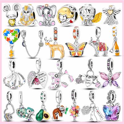 Nové 925 Sterling Silver Motýľ Chlapec z korálok slona Anjelské kúzlo 925 Originál na náramky Prívesok na šperky