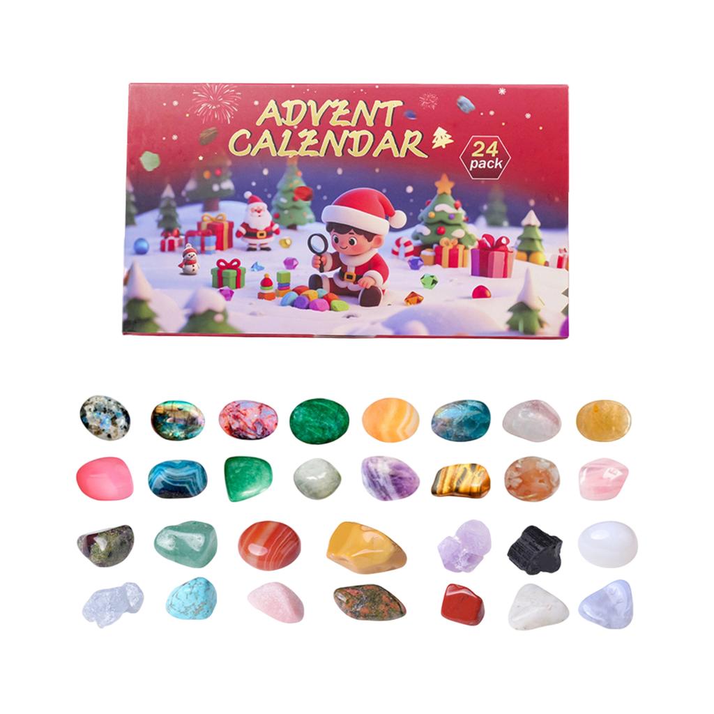 3D Stereoscopic Airplane Box 24PC Crystal Stone Box 24-grid Natural Crystal Stone Label Christmas Advent Calendar Hole Music Blind