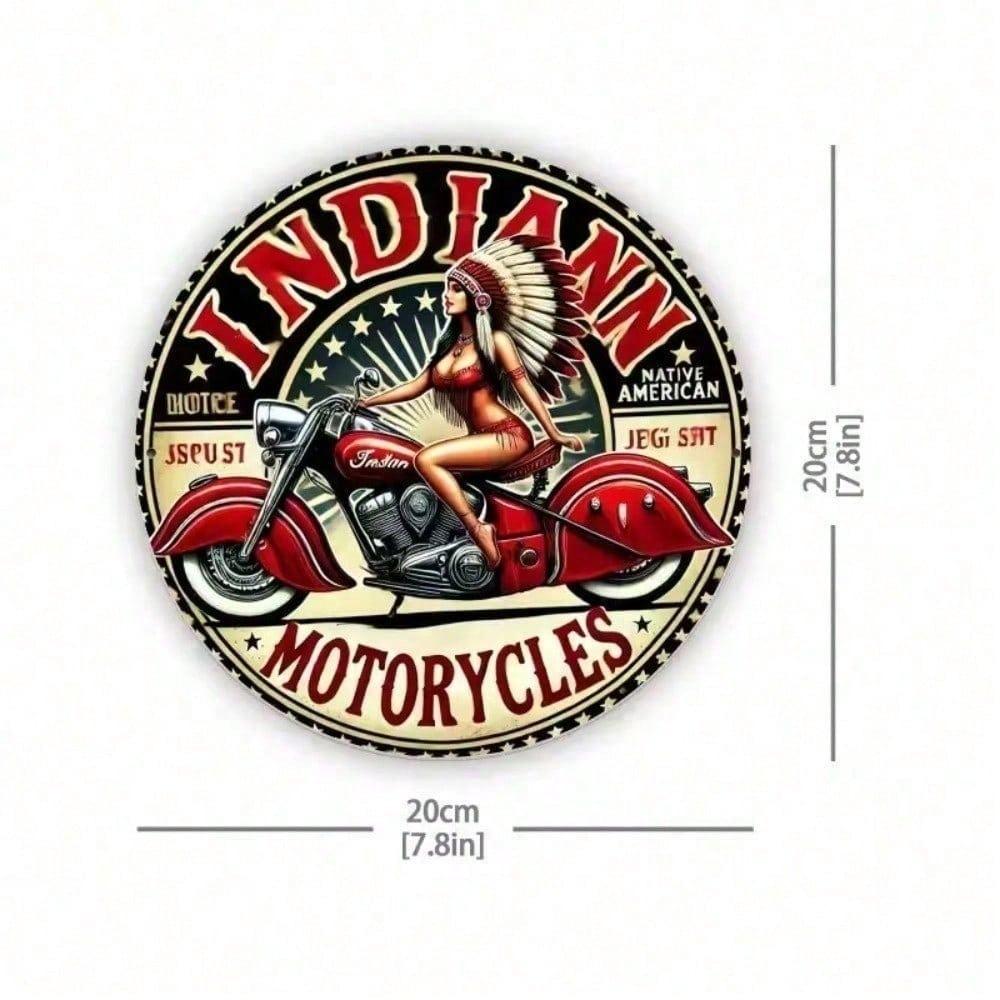 Vintage Indian Motorcycle Metal Blikbord Retro Garage Wanddecoratie Weerbestendig Rustiek Aluminium Kunst voor Bar Pub Man Cave