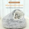Jesień Zima Miękkie Pluszowe Legowisko dla Zwierząt i Legowisko dla Zwierząt Zima Ciepłe i Zimne Pluszowe/Krótkie Polarowe Kołderka Gniazdo Muszla Gniazdo dla Kota Półzamknięte Gniazdo dla Kota