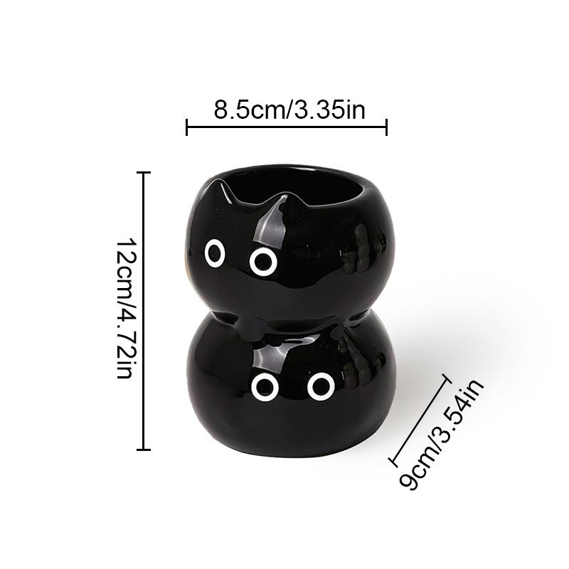Handmade Cartoon Cat Decorative Flower Arrangement Living Room Floral Art Unique Ceramic Cute Home Decorations