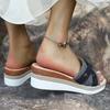 Fashion Fashion Wedge Heels Denim Slippers Women Summer Buckle Thick Bottom Sandals Woman Plus Size 36-43 Light Platform Sandles Female