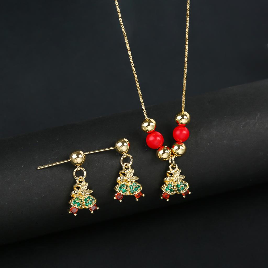 2pcs 22 Style Fashion Fruit Cherry Zircon Crystal Jewelry Set Earrings Necklace  For Women Female New Trend Party Jewelry Gift