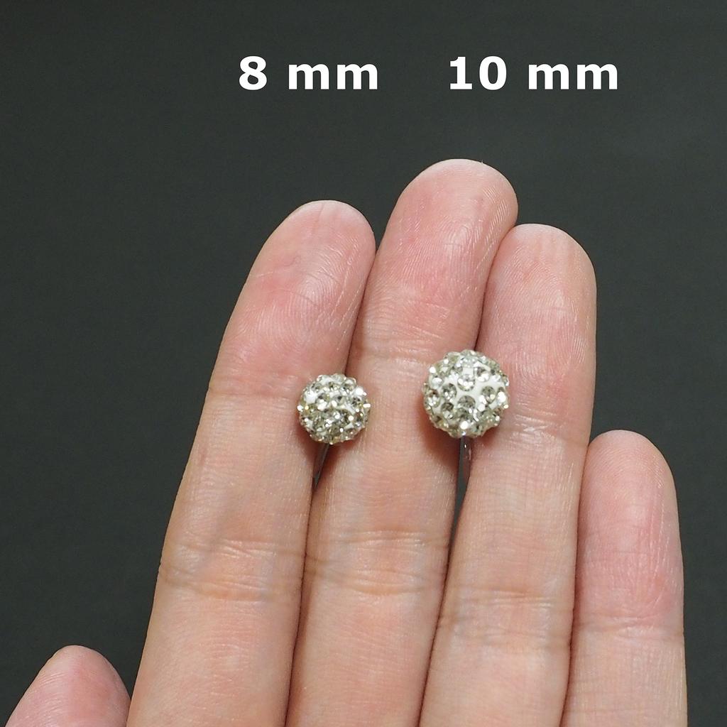 Earrings for 8mm pave looks like wedding resin Miyabi Grace women, crystal, ball, popular, earrings, bijou, rhinestone, cute, non-pierced earrings,