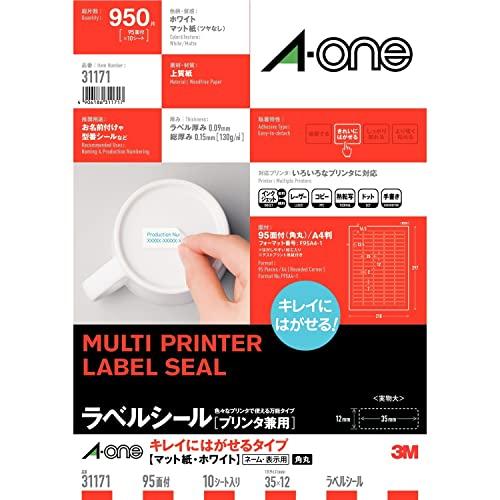 A-One Label Sticker, 95 sides, 10 sheets, 31171, easily removable